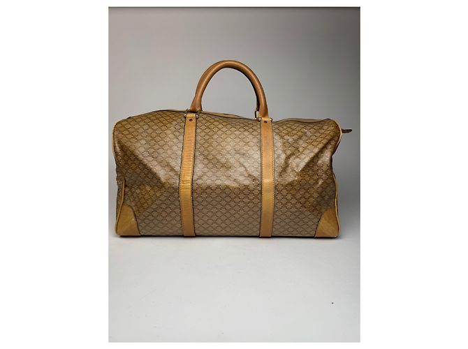 Céline Vintage Celine Paris Triomphe Leder Monogram Reisetasche, goldbraun - Ansicht 2