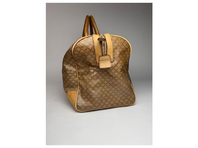 Céline Vintage Celine Paris Triomphe Leder Monogram Reisetasche, goldbraun - Ansicht 4