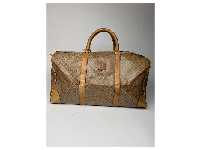 Céline Vintage Celine Paris Triomphe Leder Monogram Reisetasche, goldbraun - Ansicht 8