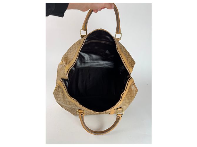 Céline Vintage Celine Paris Triomphe Leder Monogram Reisetasche, goldbraun - Ansicht 9