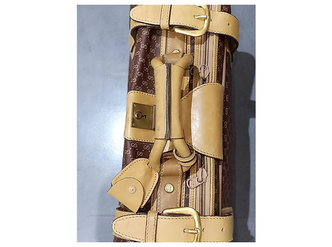 Valigia Gucci Micro GG Marrone Pelle e Tela - vista 11