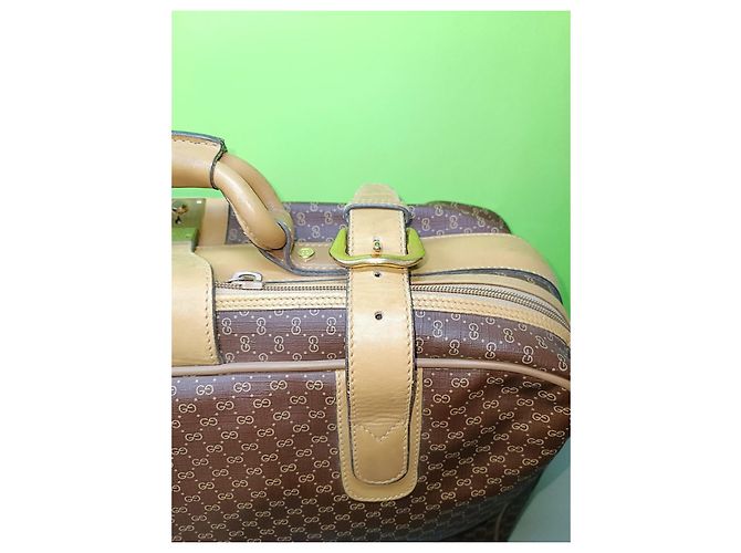 Valigia Gucci Micro GG Marrone Pelle e Tela - vista 5