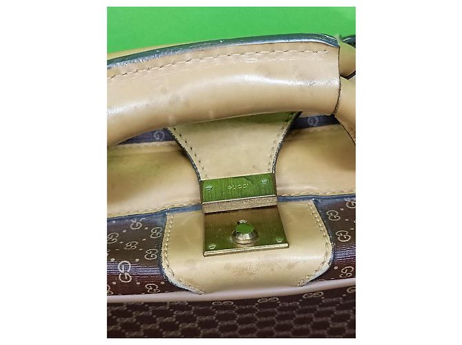 Valigia Gucci Micro GG Marrone Pelle e Tela - vista 8