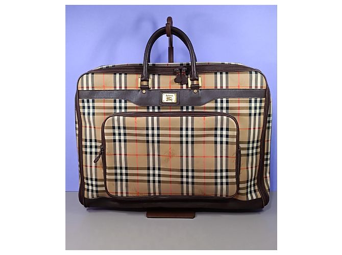 Borsa da viaggio Burberry marrone chiaro pelle e tela - vista 2