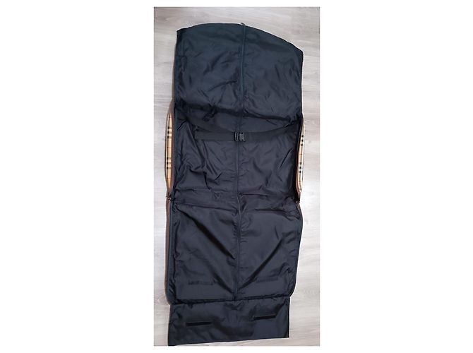 Borsa da viaggio Burberry marrone chiaro pelle e tela - vista 20