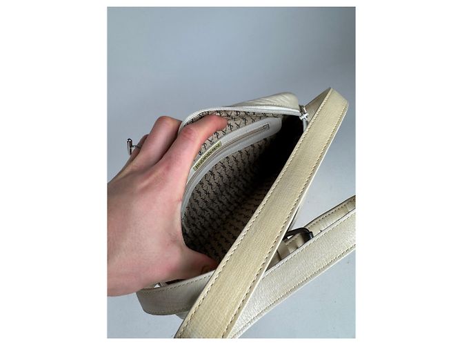 Borsa in pelle vintage Yves Saint Laurent 2 in 1 crema Bianco - vista 14