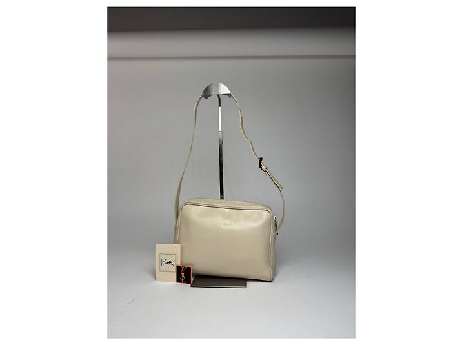 Borsa in pelle vintage Yves Saint Laurent 2 in 1 crema Bianco - vista 9