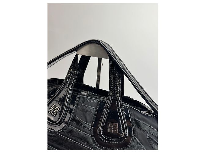 Nightingale Vintage Givenchy Nightindale Patelleder-Felltasche schwarz - Ansicht 3