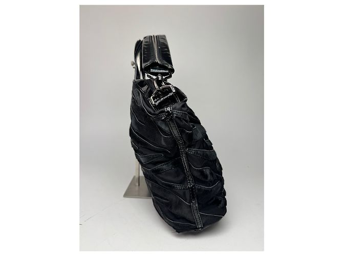 Nightingale Vintage Givenchy Nightindale Patelleder-Felltasche schwarz - Ansicht 7