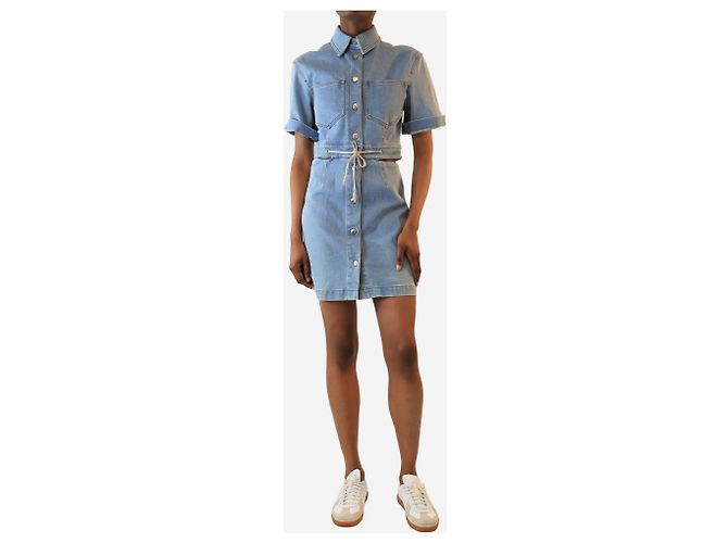 Nanushka Blaue Jeans-Mini-Kleid mit Knöpfen - Größe UK 8 - Ansicht 3