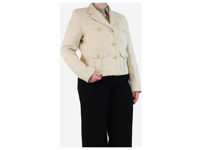 Weekend Max Mara Cream tweed jacket with gold buttons - size UK 16 - view 3