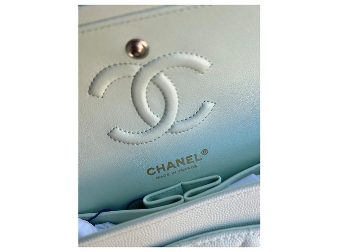 Timeless Chanel Classic 11.12 Borsa a mano in pelle acquamarina Verde chiaro - vista 6
