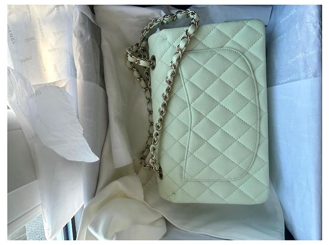Timeless Chanel Classic 11.12 Borsa a mano in pelle acquamarina Verde chiaro - vista 8