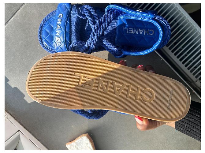 Sandali Dad Chanel blu scuro pelle - vista 8