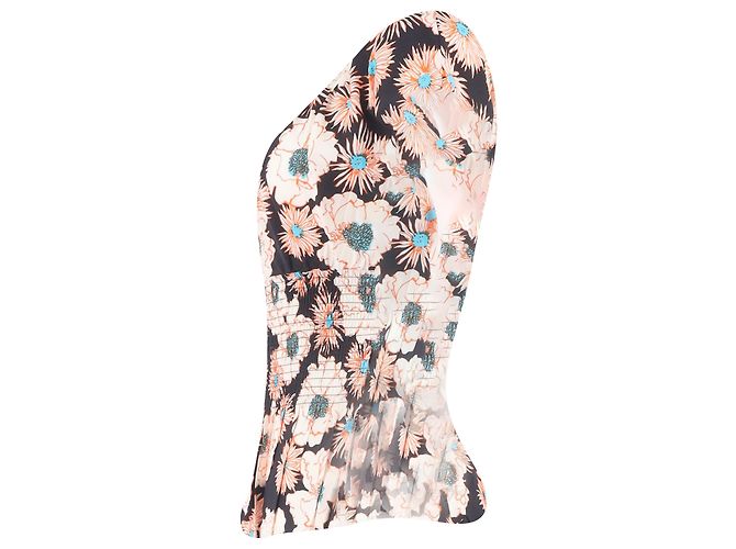 Blusa arricciata stampata floreale Prada in viscosa multicolore - vista 2