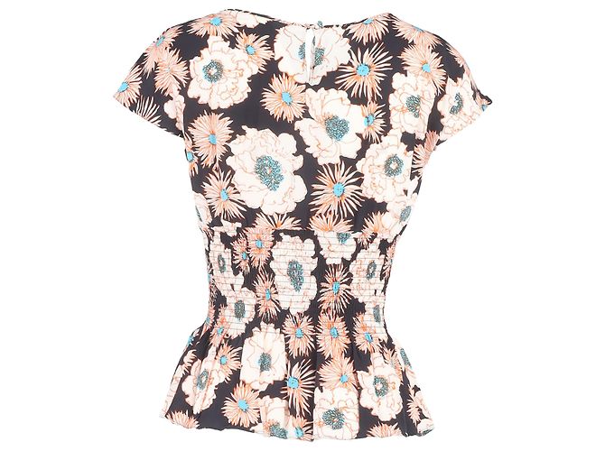 Blusa arricciata stampata floreale Prada in viscosa multicolore - vista 3