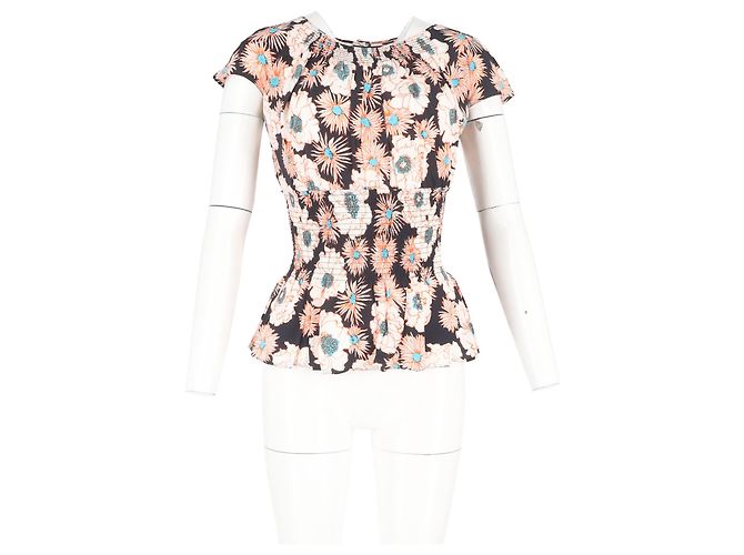 Blusa arricciata stampata floreale Prada in viscosa multicolore - vista 4