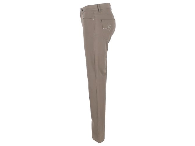 Pantalones de tiro alto acampanados Escada en algodón marrón Castaño Roja - vista 2