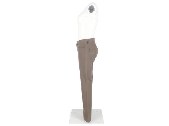 Pantalones de tiro alto acampanados Escada en algodón marrón Castaño Roja - vista 5