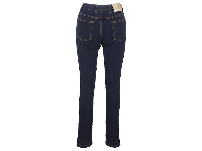 Jeans de tiro alto ajustados Escada en denim de algodón azul - vista 3