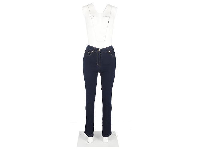Jeans de tiro alto ajustados Escada en denim de algodón azul - vista 4