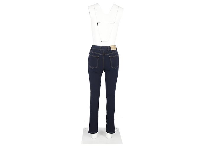 Jeans de tiro alto ajustados Escada en denim de algodón azul - vista 6