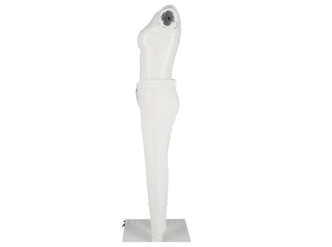Pantalones rectos de tiro alto Escada en algodón blanco Crudo - vista 2