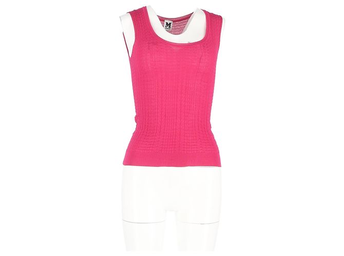 Top sin mangas de punto M Missoni en algodón rosa Castaño - vista 4