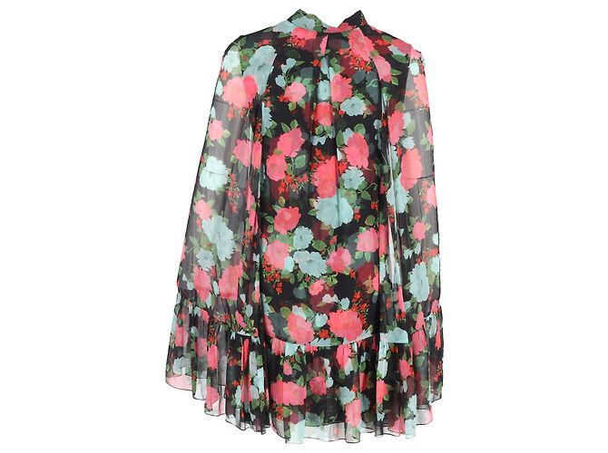 Erdem Constantine Cape-Effekt Mini-Kleid aus floral bedruckter Seide - Ansicht 3