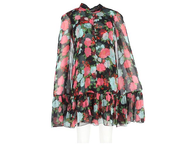 Erdem Constantine Cape-Effekt Mini-Kleid aus floral bedruckter Seide - Ansicht 4