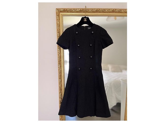 Cambon Vestido Chanel de tweed negro - vista 2