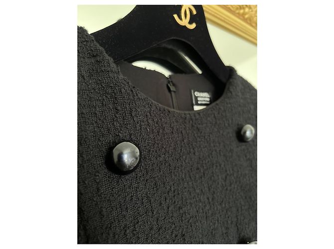 Cambon Vestido Chanel de tweed negro - vista 3