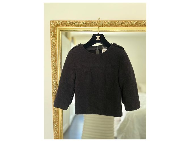 Cambon Top de Chanel en tweed negro - vista 2