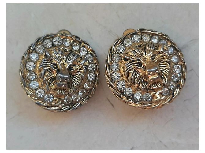 Orecchini vintage Chanel Leone e diamanti D'oro - vista 2