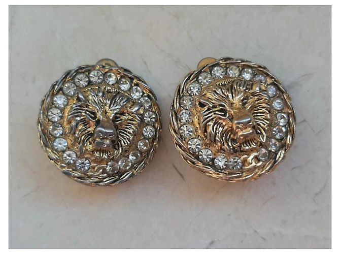 Orecchini vintage Chanel Leone e diamanti D'oro - vista 3