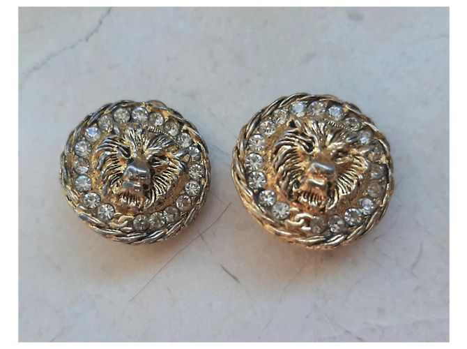 Orecchini vintage Chanel Leone e diamanti D'oro - vista 4