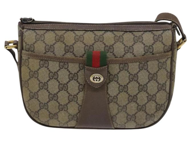 GUCCI GG Supreme Web Sherry Line Bolsa PVC Bege Verde Vermelho 89 02 032 Auth EC919 - vista 13