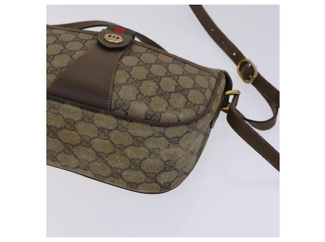 GUCCI GG Supreme Web Sherry Line Bolsa PVC Bege Verde Vermelho 89 02 032 Auth EC919 - vista 14