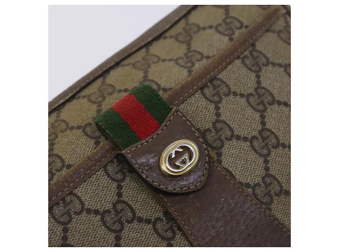 GUCCI GG Supreme Web Sherry Line Bolsa PVC Bege Verde Vermelho 89 02 032 Auth EC919 - vista 18
