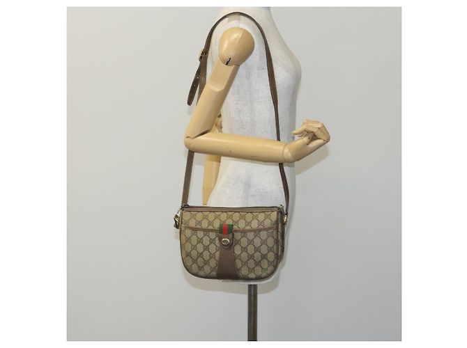 GUCCI GG Supreme Web Sherry Line Bolsa PVC Bege Verde Vermelho 89 02 032 Auth EC919 - vista 23