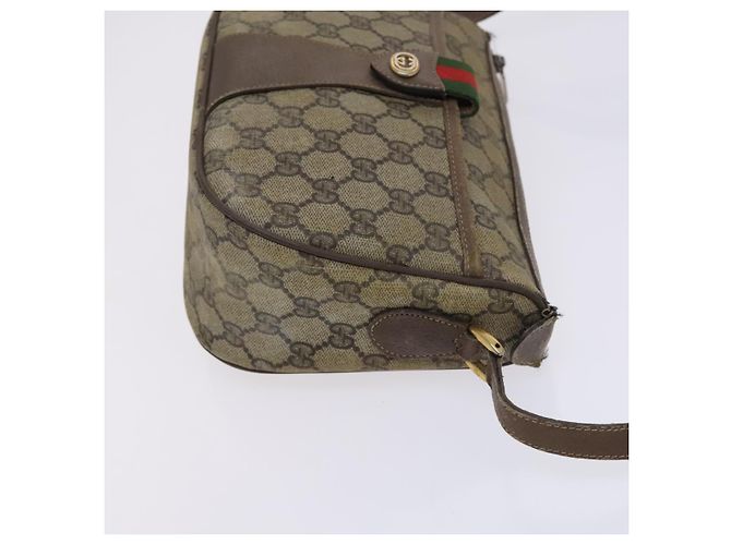 GUCCI GG Supreme Web Sherry Line Bolsa PVC Bege Verde Vermelho 89 02 032 Auth EC919 - vista 3