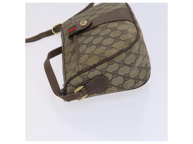 GUCCI GG Supreme Web Sherry Line Bolsa PVC Bege Verde Vermelho 89 02 032 Auth EC919 - vista 4