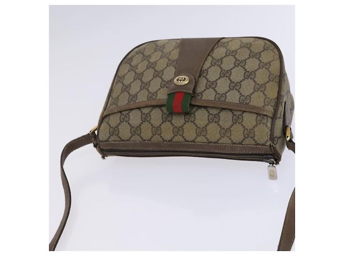 GUCCI GG Supreme Web Sherry Line Bolsa PVC Bege Verde Vermelho 89 02 032 Auth EC919 - vista 6