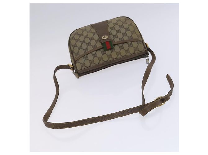 GUCCI GG Supreme Web Sherry Line Bolsa PVC Bege Verde Vermelho 89 02 032 Auth EC919 - vista 7