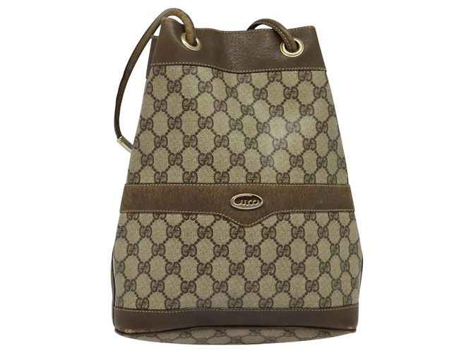 Borsa a spalla GUCCI GG Supreme in PVC beige Auth sw187 - vista 13