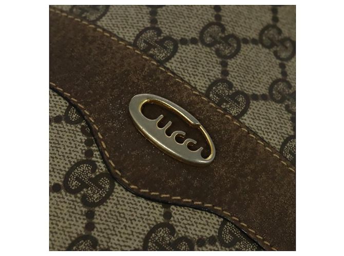 Borsa a spalla GUCCI GG Supreme in PVC beige Auth sw187 - vista 17