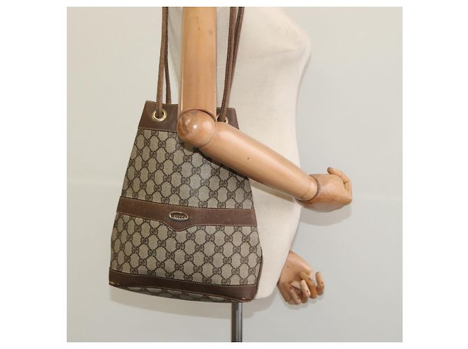 Borsa a spalla GUCCI GG Supreme in PVC beige Auth sw187 - vista 20