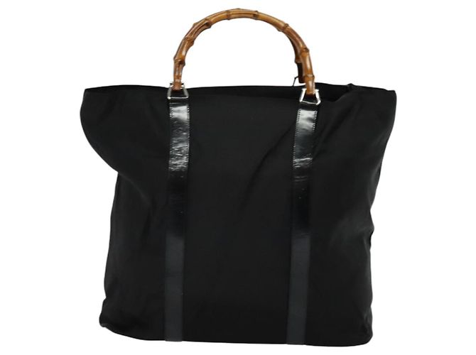 Sac à main en nylon noir GUCCI Bamboo 002 2854 0412 5 Auth EC436 - vue 2