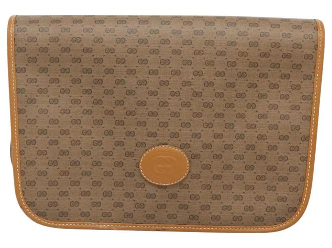 Gucci Borsa a spalla Micro GG Supreme in PVC marrone oro 001 116 0915 Auth BA991 D'oro - vista 13