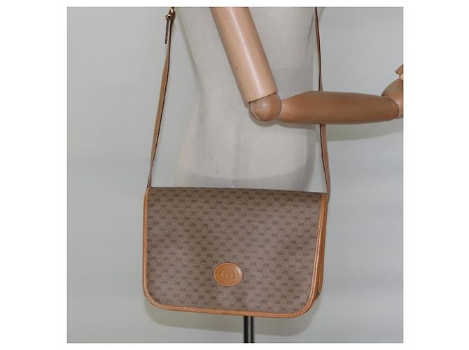 Gucci Borsa a spalla Micro GG Supreme in PVC marrone oro 001 116 0915 Auth BA991 D'oro - vista 21